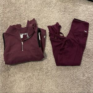 Victoria’s Secret PINK Burgundy Hoodie and Legging Set